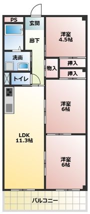 間渡里ハイツの間取り画像