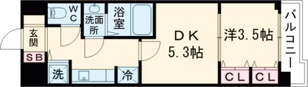 ラヴ神戸三宮の間取り画像