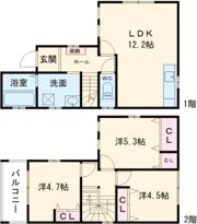 フジパレス戸建賃貸百舌鳥梅北町五丁Ⅱ期の間取り画像