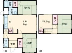 山の手2丁目32-4貸家の間取り画像