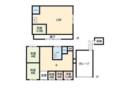 持田ガレージハウス＋平屋戸建て二世帯可能住宅の間取り画像