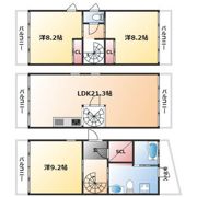 西枇杷島町テラスハウスの間取り画像