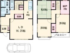 飾磨区今在家戸建の間取り画像