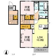 ルージュ 伊勢宮 A棟の間取り画像