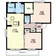 クレセオ小山 Aの間取り画像