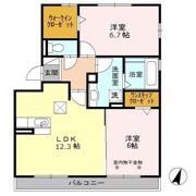 プール ボヌール Bの間取り画像