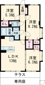 プレアデス小郡Ⅱの間取り画像