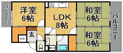 エメラルドマンション姪の浜Ⅱの間取り画像
