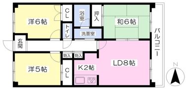 クリーンハイツ越智Ⅱの間取り画像
