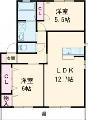 カーザ上の原Dの間取り画像