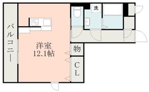 エルカーサ黒髪D-roomの間取り画像