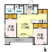 レーヴ・クレール東中央の間取り画像