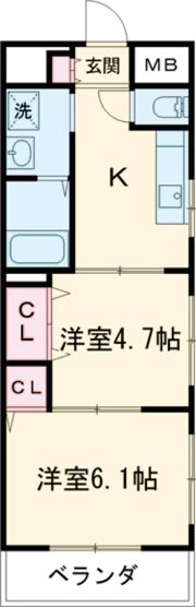 PERLA南川添 Ⅱの間取り画像