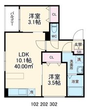 フィーカおださがの間取り画像