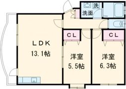 アンジュール B棟の間取り画像