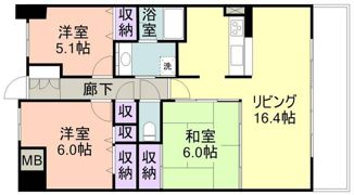 ポレスターけやき大通り304号の間取り画像