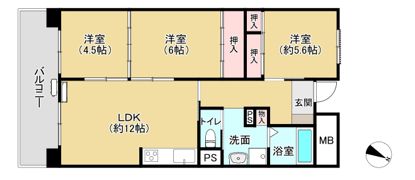 姫路東夢前台住宅・鉄筋9号棟の間取り画像