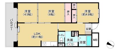 姫路東夢前台住宅・鉄筋9号棟の間取り画像