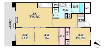 姫路東夢前台住宅・鉄筋9号棟の間取り画像