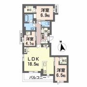 シャトル牛田旭の間取り画像