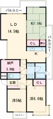 パークヒルズ小郡 B棟の間取り画像