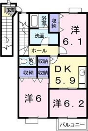 セントポーリアくすみ Cの間取り画像