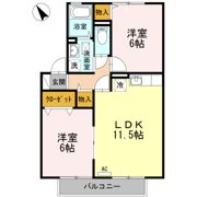 ローズコート美里 A棟の間取り画像