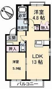 コスモス川棚 B棟の間取り画像