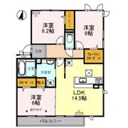 ﾛｲｼﾞｪﾝﾄﾊﾟｰｸｽ ﾚｲｸﾀｳﾝ Ⅱ Cの間取り画像