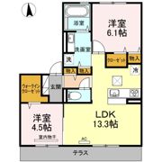 メルベーユ阿恵 B棟の間取り画像