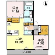 メルベーユ阿恵 B棟の間取り画像