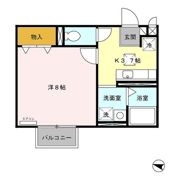 パセオプラシード角田 Bの間取り画像