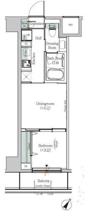 ONE ROOF RESIDENCE KIBA WESTの間取り画像