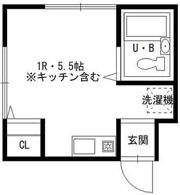 花咲荘1Rの間取り画像