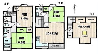 練馬春日町2丁目貸家の間取り画像