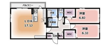 Komorebi Garden中田本町Cの間取り画像