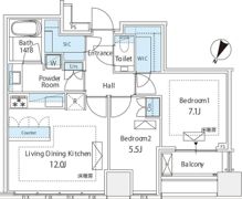 プレミストタワー白金高輪の間取り画像