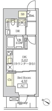 コスモグラシア新宿西早稲田の間取り画像