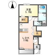 堺市美原区南余部新築アパートの間取り画像