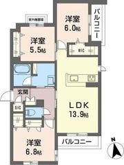 シャーメゾン伽羅橋の間取り画像