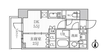 シーズンフラッツ菊川の間取り画像
