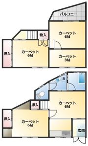 鳳中町8丁貸家の間取り画像