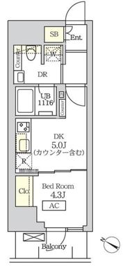 コスモグラシア新宿西早稲田の間取り画像