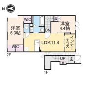 porte bonheur ふたかみの間取り画像