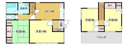 加須市鴻茎7－7貸家の間取り画像