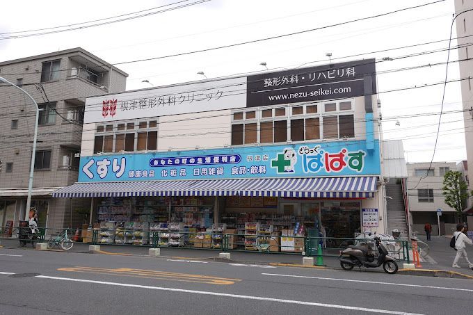 近くのどらっぐぱぱす 根津店まで248m（徒歩4分）