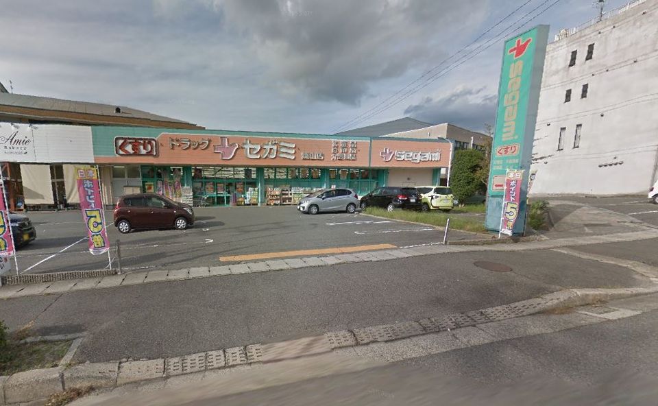 近くのドラッグセガミ焼山店まで834m（徒歩11分）