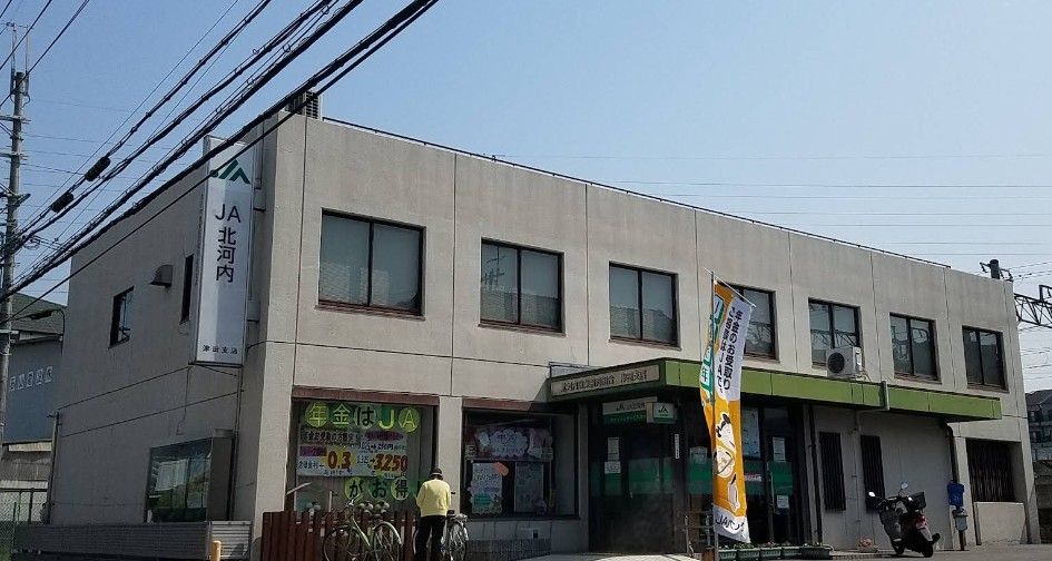 近くのJA北河内津田支店まで484m(徒歩7分)