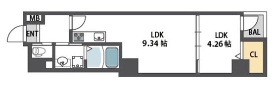 ドュ・シンビオス・桜川の間取り画像