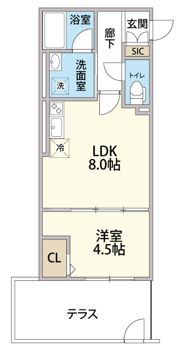Tre Court Kitasenju（トレコート北千住）の間取り画像